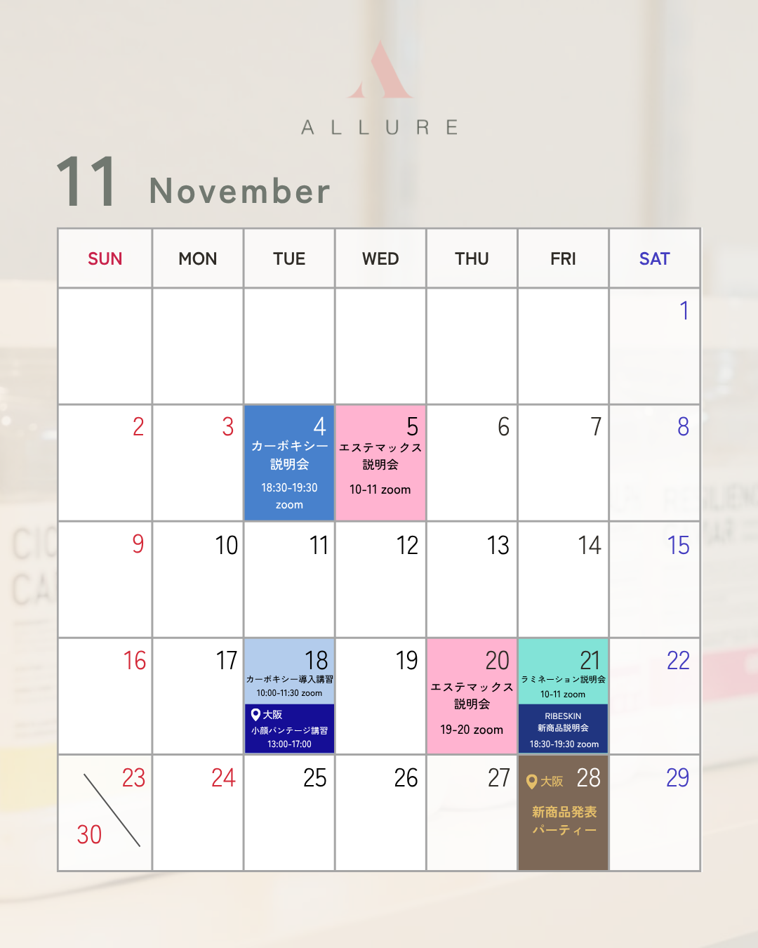 イベントカレンダー2025年11月